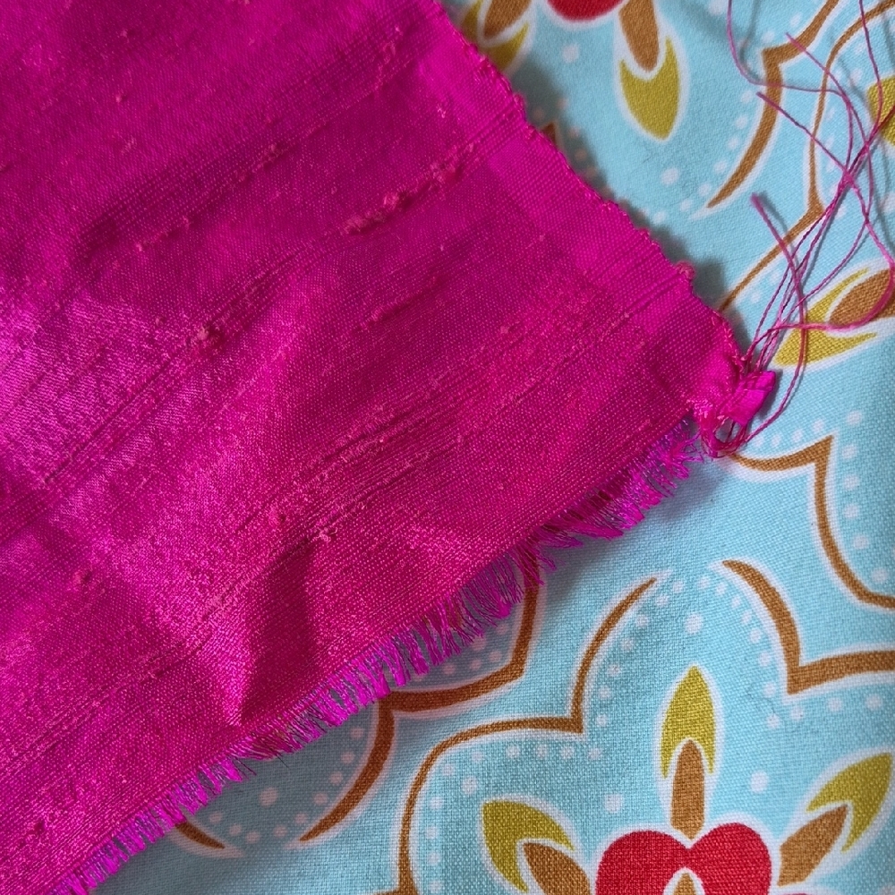Dupioni Silk Fabric - Green, Pink, Orange/Pink Iridescent - Picture 11 of 16